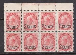 Canada #88 Mint Plate #6 Top Block Of Eight