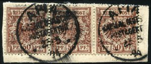 German Colonies, Samoa #Mi. V50c Cat€300, 1894 Forerunners, 50pf red brown,...