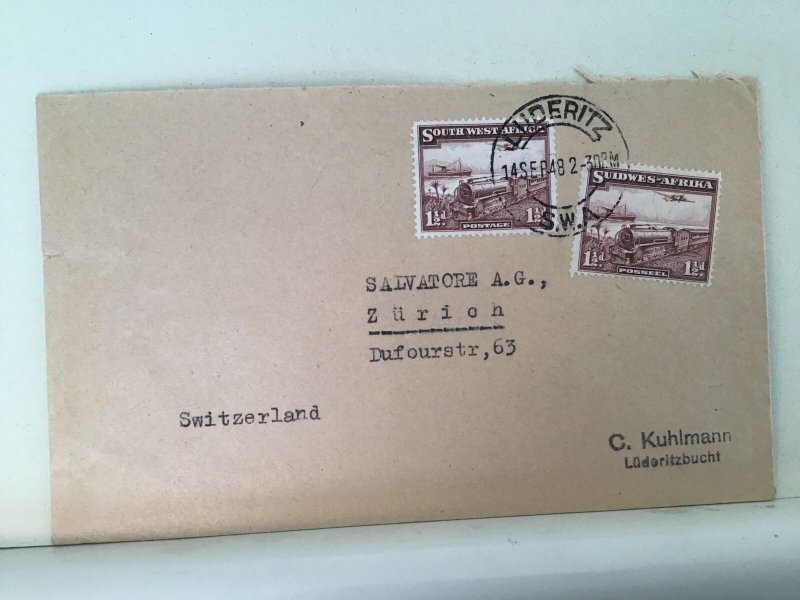 South West Africa 1948 Luderitz  to switzerland stamps cover Ref  R25622