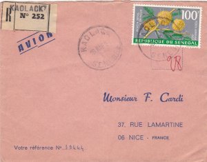 French Colonies Kaolack Regd Air Mail 1969 Acacia Flower Stamp Cover Ref 44690