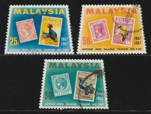 MALAYSIA 1967 Stamp Centenary set of 3V USED SG#48-50