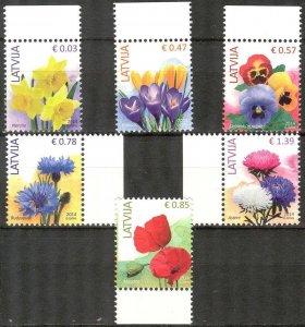 Latvia 2014 Flowers set of 6 MNH**