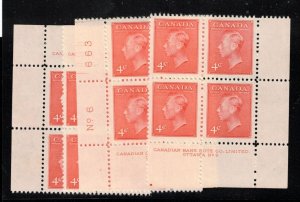 Canada #306 Very Fine Never Hinged Plate #6 Match Set