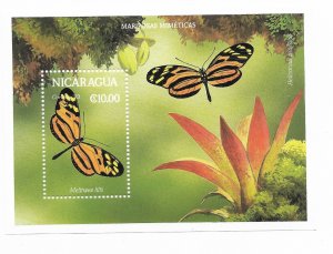 NICARAGUA 1994  BUTTERFLIES AND FLOWERS ORCHIDS SOUVENIR SHEET BL 208 SC 1983