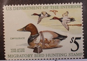 Scott RW42 - 5 Dollar 1975 Duck Stamp  - MNH - SCV - $15.00