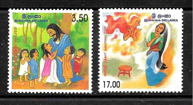 #7910 SRI LANKA(CEYLAN) 2001,ART RELIGION CHRISTMAS YV 1271-2 MNH