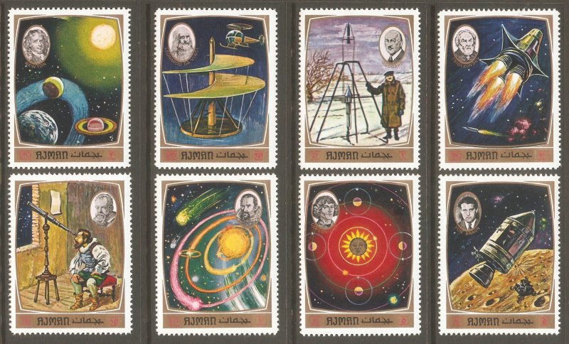 AJMAN Mi# 991 - 998 MNH FVF Set8 Space Galileo Newton Kepler Da Vinci Copernicus