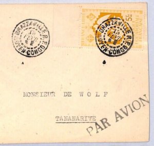 France Cols Libre CONGO AEF Airmail WW2 Cover FIRST FLIGHT 1943 Madagascar YF101