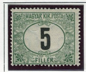 HUNGARY; 1913 early Postage due Sideways Wmk. issue Perf 15, Mint 5f. value