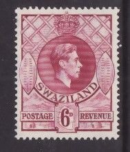 Swaziland-Sc#33- id8-unused og NH 6p KGVI-1938- rainbow effect caused by scan