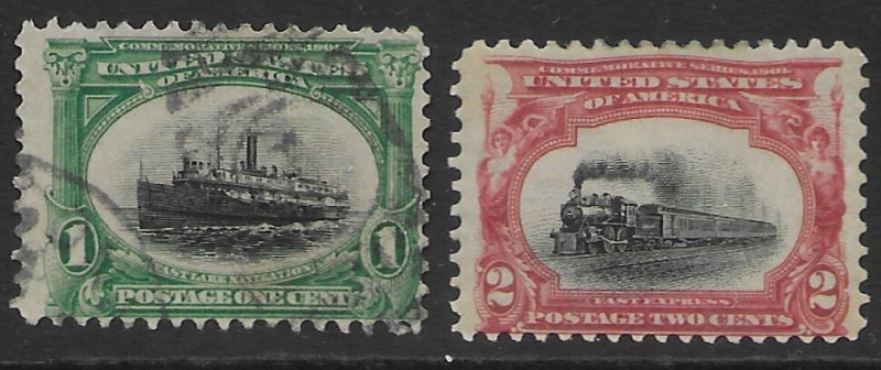 US #294,295 used. Pan-American Exposition. Nice stamps.