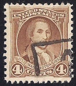 709 4 cent LOGO CANCEL Washington, Stamp used F