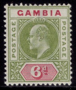 GAMBIA EDVII SG51, 6d pale sage-green & carmine, LH MINT. Cat £19.