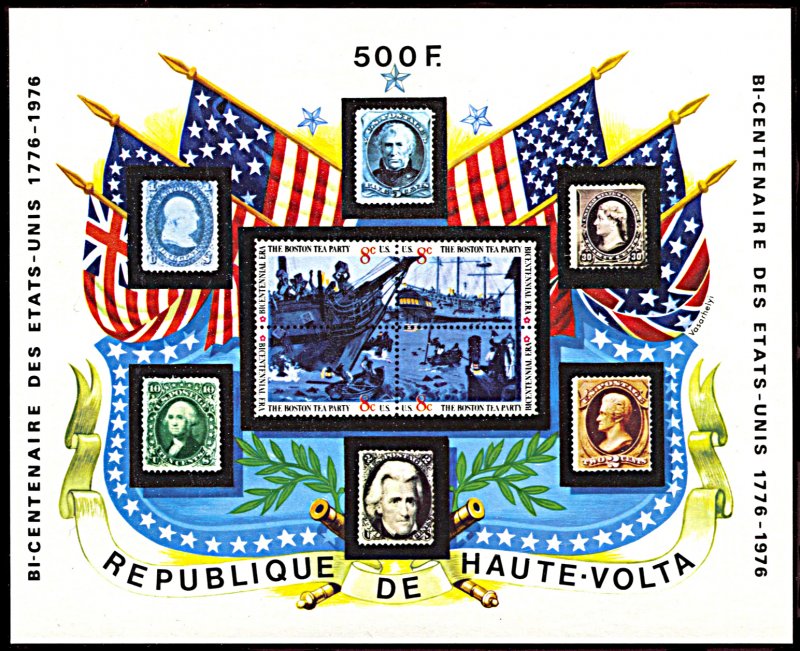 Upper Volta 358, MNH, Bicentennial of United States of America souvenir sheet