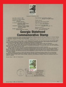 ZAYIX - 1988 U.S. Souvenir Page #SP803 / 2339 - Georgia Statehood / Tree