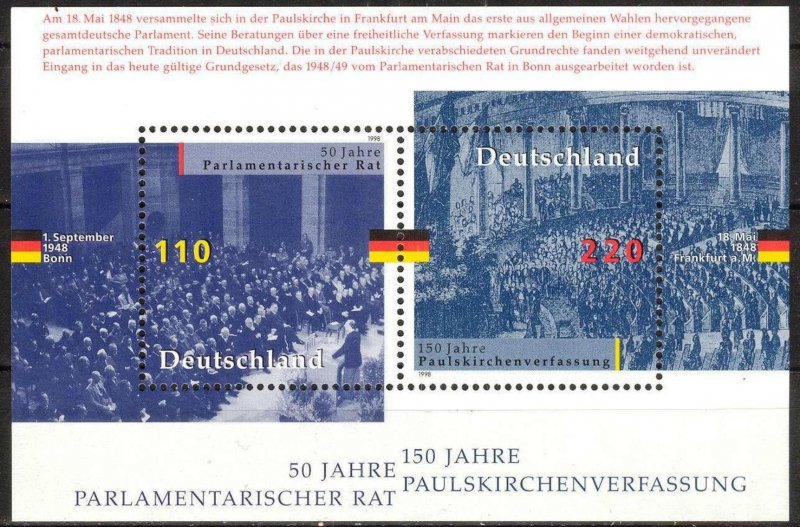 Germany 1998 Parliamentary Council Paul Church Constitution Flags S/S MNH