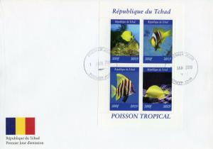 Chad 2019 FDC Tropical Fish Tang 4v M/S Cover I Poisson Fishes Marine Stamps