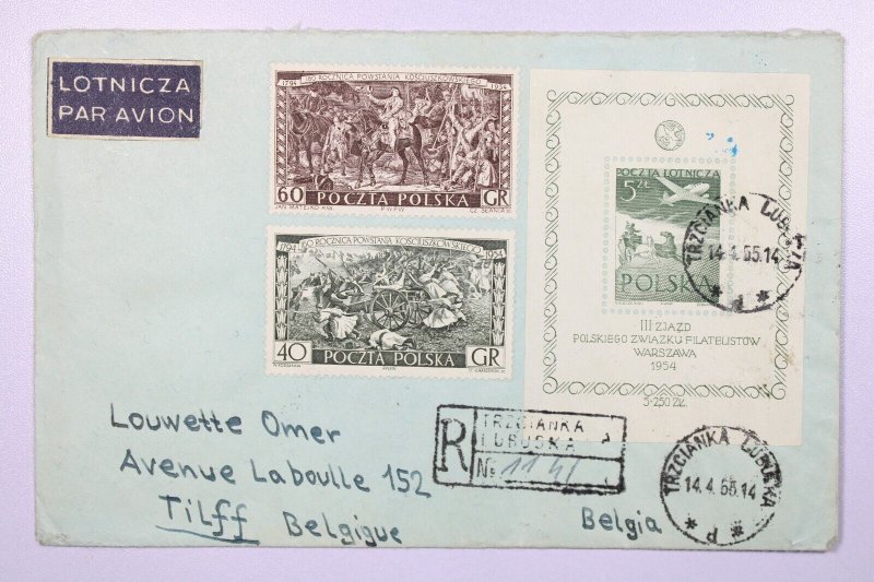 Poland 1955 Cetter Airmail Cover to Belgium - L39399