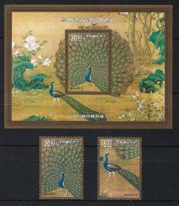 RO China 1991 Ancient Painting - Peacock (2v + 1ms Cpt) MNH CV$10