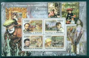 Burundi 2011 Art, Painting, Pierre-Auguste Renoir MUH BUR11318b