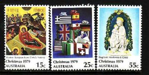Australia-Sc#719-21- id10-unused NH set-Christmas-Flags-1979-