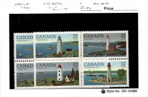 Canada, Postage Stamp, #1035a (2 Ea) Block Mint NH, 1984 Lighthouses (AG)