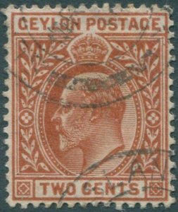 Ceylon 1903 SG265 2c red-brown KEVII crown CA wmk FU (amd)