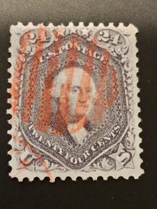US 70c used VF nice centering , red cancel - 1861 issue in VF-NG CSV 2250.00