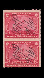 UNITED STATES REVENUE STAMP 1898. SCOTT # R164. PEN CANCELLED. PAIR # 2