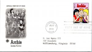 FDC 2010 SC #4467- 4471 Archie Sunday Funnies - Columbus, Oh - Single - J3028