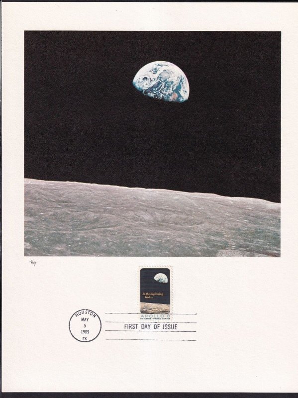 1969 Apollo 8 Sc 1371 FDC Houston TX, Marg jumbo 8X11 cachet with envelope