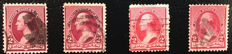 US #219D VERSUS #220 (2 Stamps of each compared)