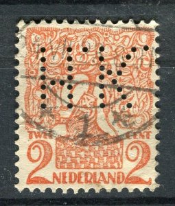 NETHERLANDS; Early 1923 pictorial issue fine used 2c. value + PERFIN