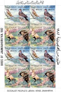 Libya 1982 Birds 4 Sheetlets of 16 CV$75  (64v) perforated MNH Sc.# 1023a/1023p
