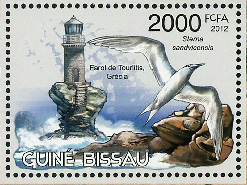 Lighthouses & Birds Stamp Tourlitis Greece Sterna Sandvicensis S/S MNH #5856