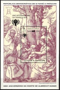 Sao Tome and Principe 1979 Art Paintings Christmas A. Durer Overpr 1980 S/S MNH