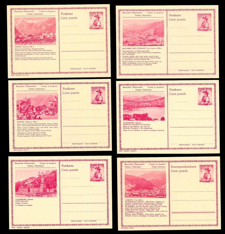 AUSTRIA (120) Scenery View Red 1.45 Shilling Postal Cards c1950s ALL MINT UNUSED