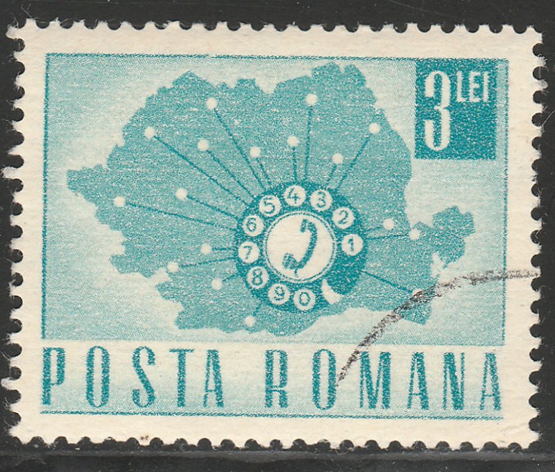 ROMANIA 1984, TELEPHONE DIAL AND MAP. USED, CTO. VF. (376)