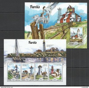 2015 Guinea-Bissau Marine Life Lighthouses Farois Kb+Bl ** Stamps St1035