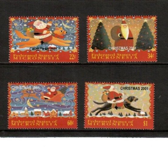 Micronesia 2001 - Christmas Santa - Set of 4 Stamps - Scott #473-6 - MNH