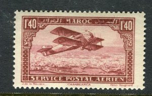 MOROCCO; 1922 early Airmail Plane over Casablanca MINT MNH 1.40Fr. value