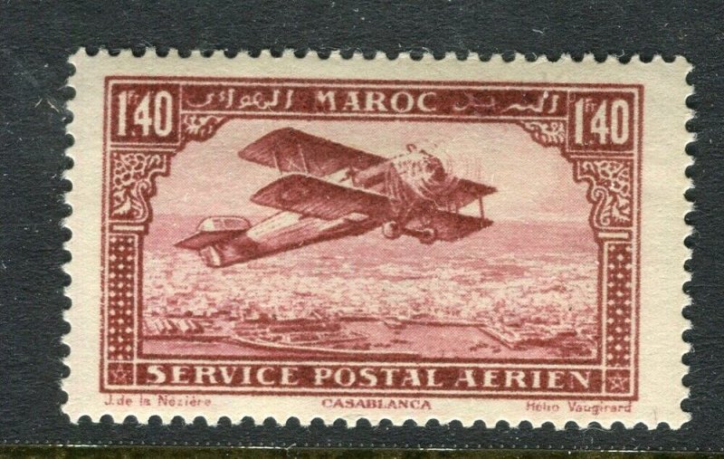 MOROCCO; 1922 early Airmail Plane over Casablanca MINT MNH 1.40Fr. value