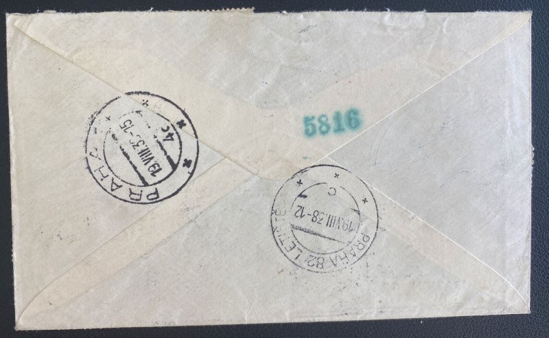 1938 Aukland New Zealand First Regular Flight cover FFC To Prague Czechoslovakia
