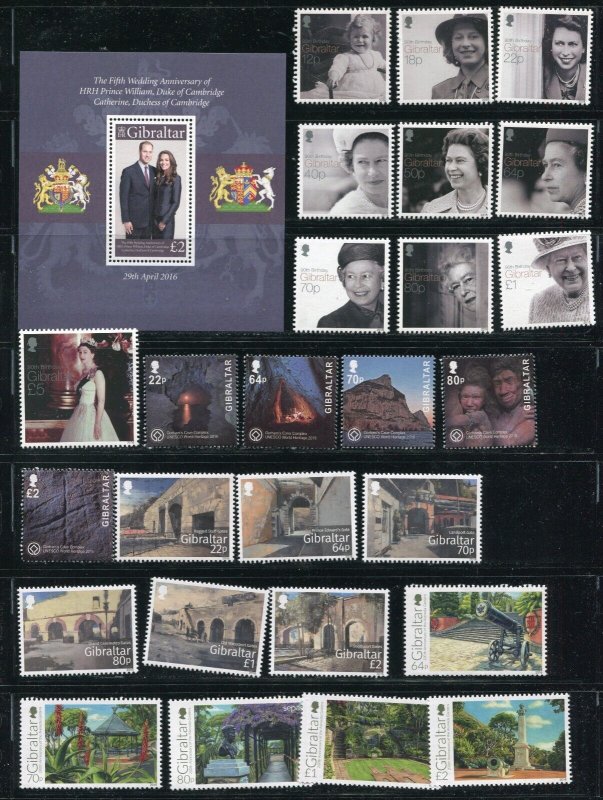 Gibraltar 1540-1593 Stamps From the Official 2016 Year Book MNH