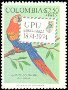 Colombia #C611-C614, Complete Set(4), 1974, UPU, Birds, Never Hinged