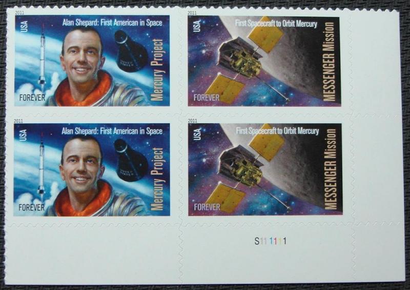 US #4527-4528 MNH Plate Block of 4, Space Firsts, SCV $3.60