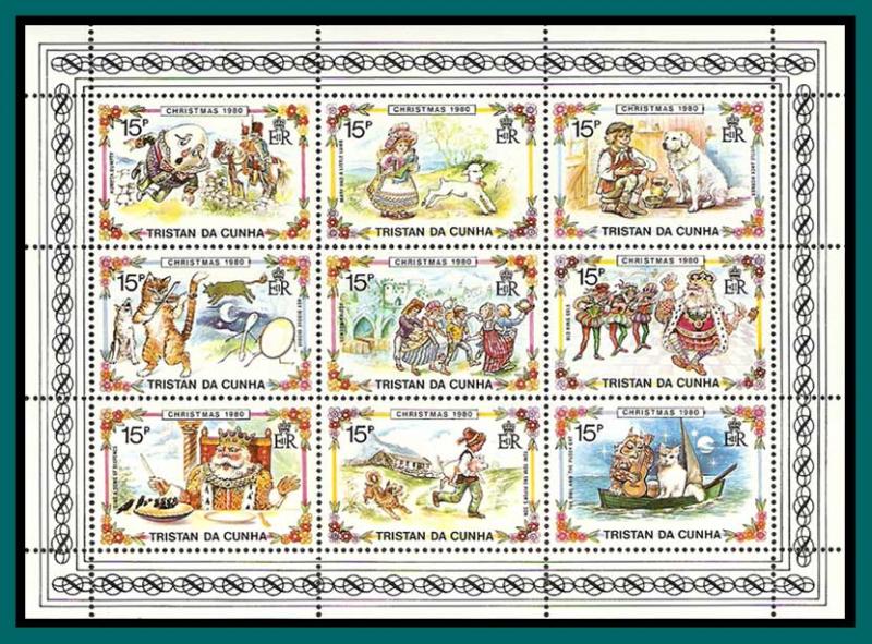 Tristan da Cunha 1980 Christmas, sheetlet, MNH 282,SG287-SG295