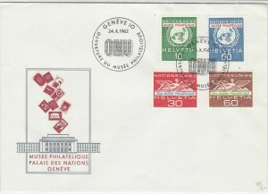 Switzerland 1962 ONU Museum Palace of Nations Slogan FDC Stamps Cover Ref 25404