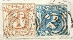 Germany States THURN & TAXIS Stamps 2sgr 3sgr *273* Numeral Used Piece GGREEN32