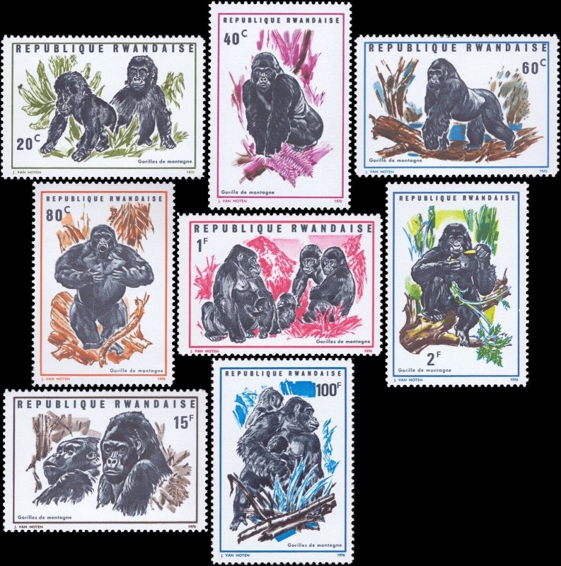 Rwanda 1970 Sc 359-366 Gorillas CV $13